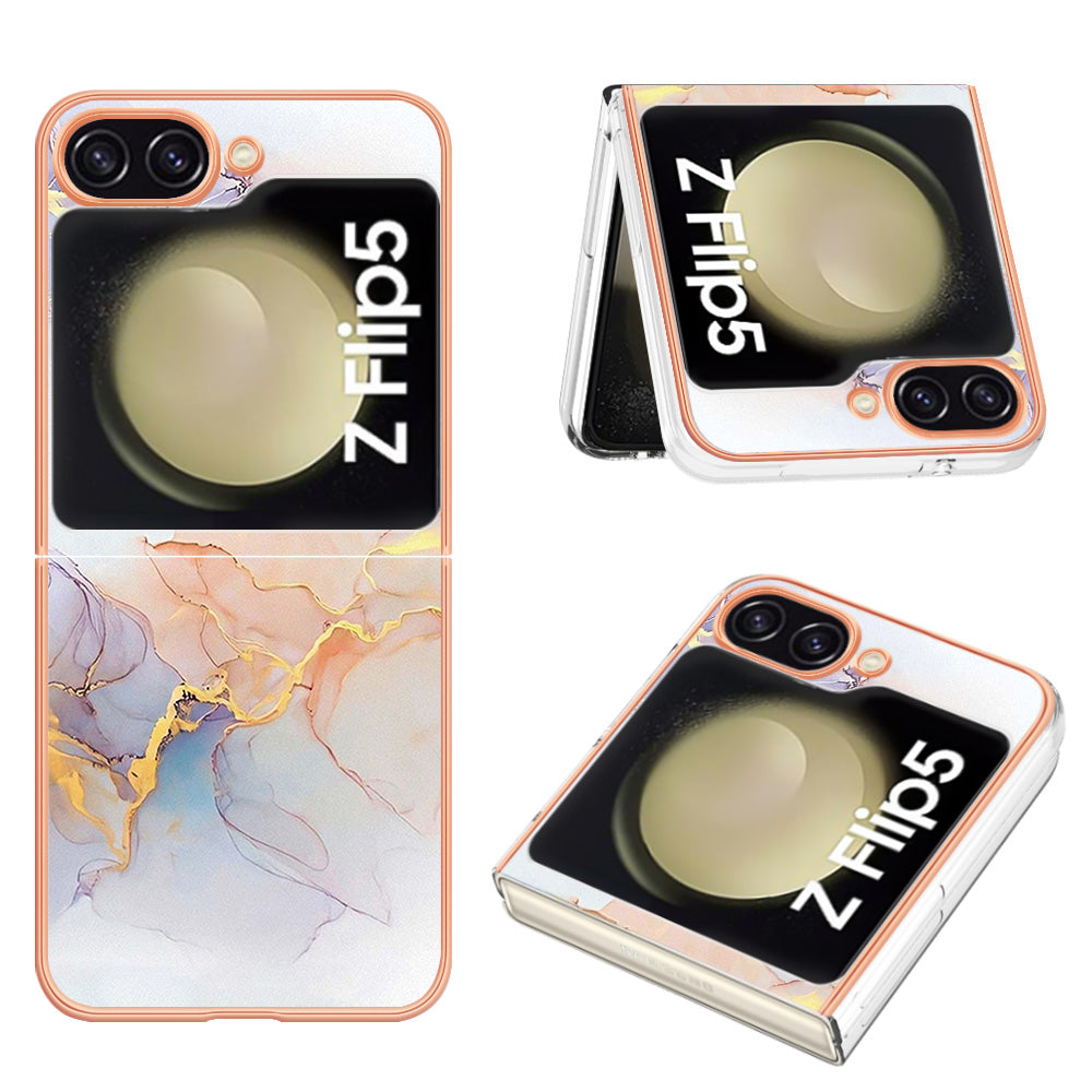 YB IMD Series-1 For Samsung Galaxy Z Flip5 5G TPU Phone Case IMD Marble Floral Pattern Electroplating Cover YB IMD Series-1 For Samsung Galaxy Z Flip5 5G TPU Phone Case IMD Marble Floral Pattern Electroplating Cover